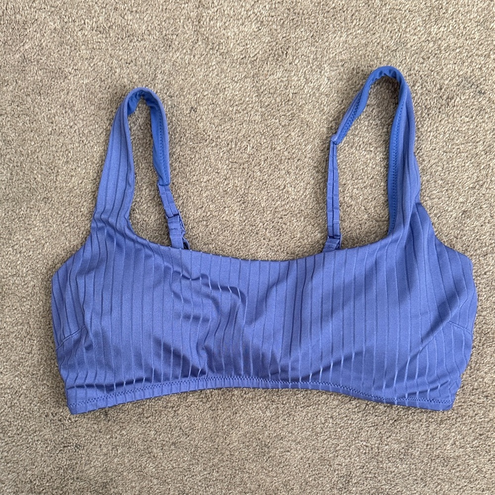 aerie ribbed bikini top in periwinkle blue